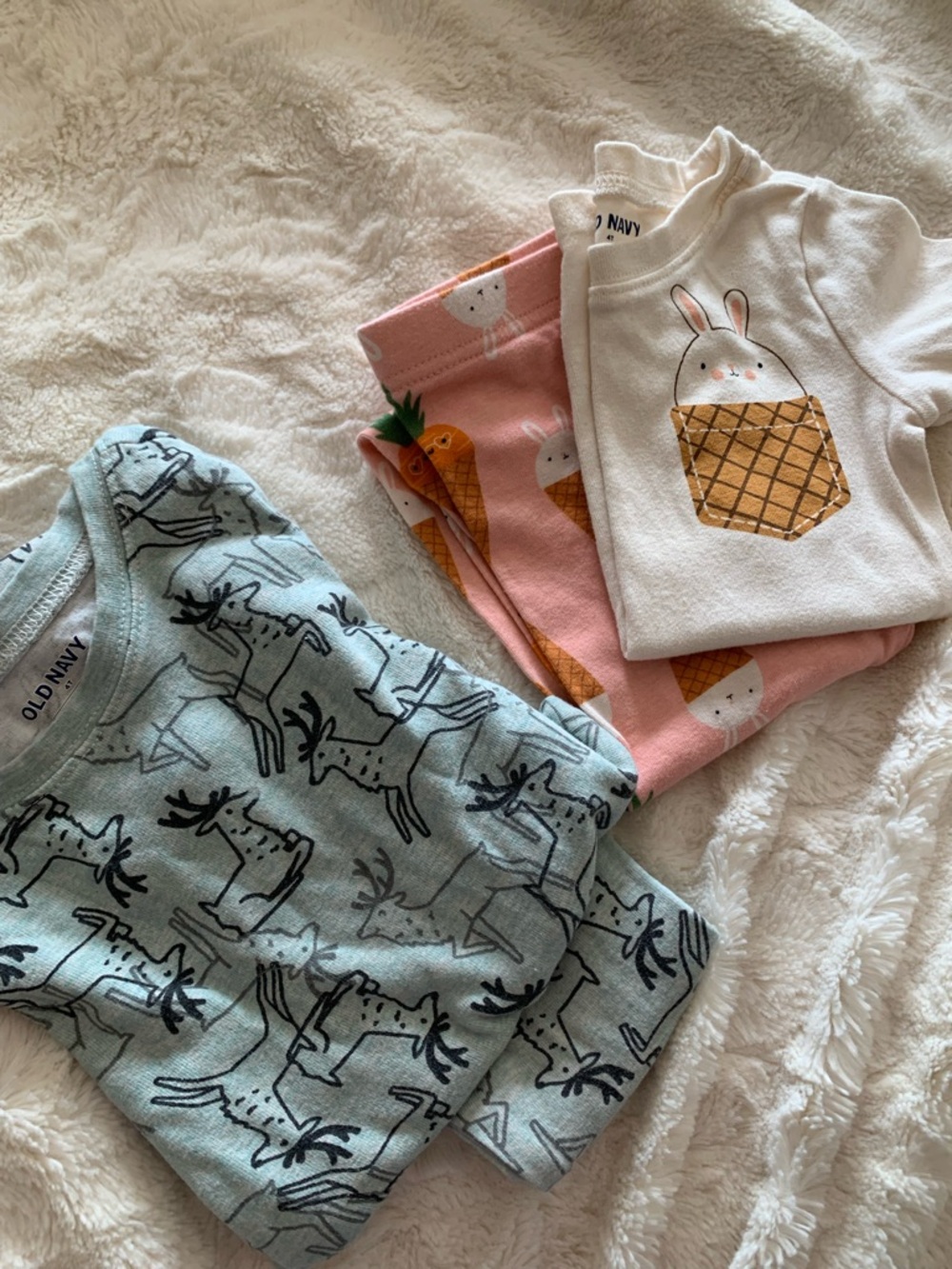 NWOT 2 set PJs Cute Bunny Ice Cream Cone  Pink Old Navy Girls 4T Green Deer